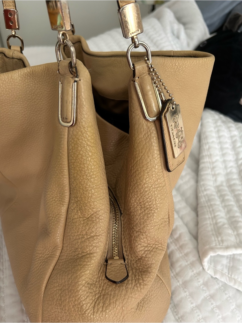 Coach Madison Pebbled Leather Hobo Bag in Tan - Picture 9 of 9